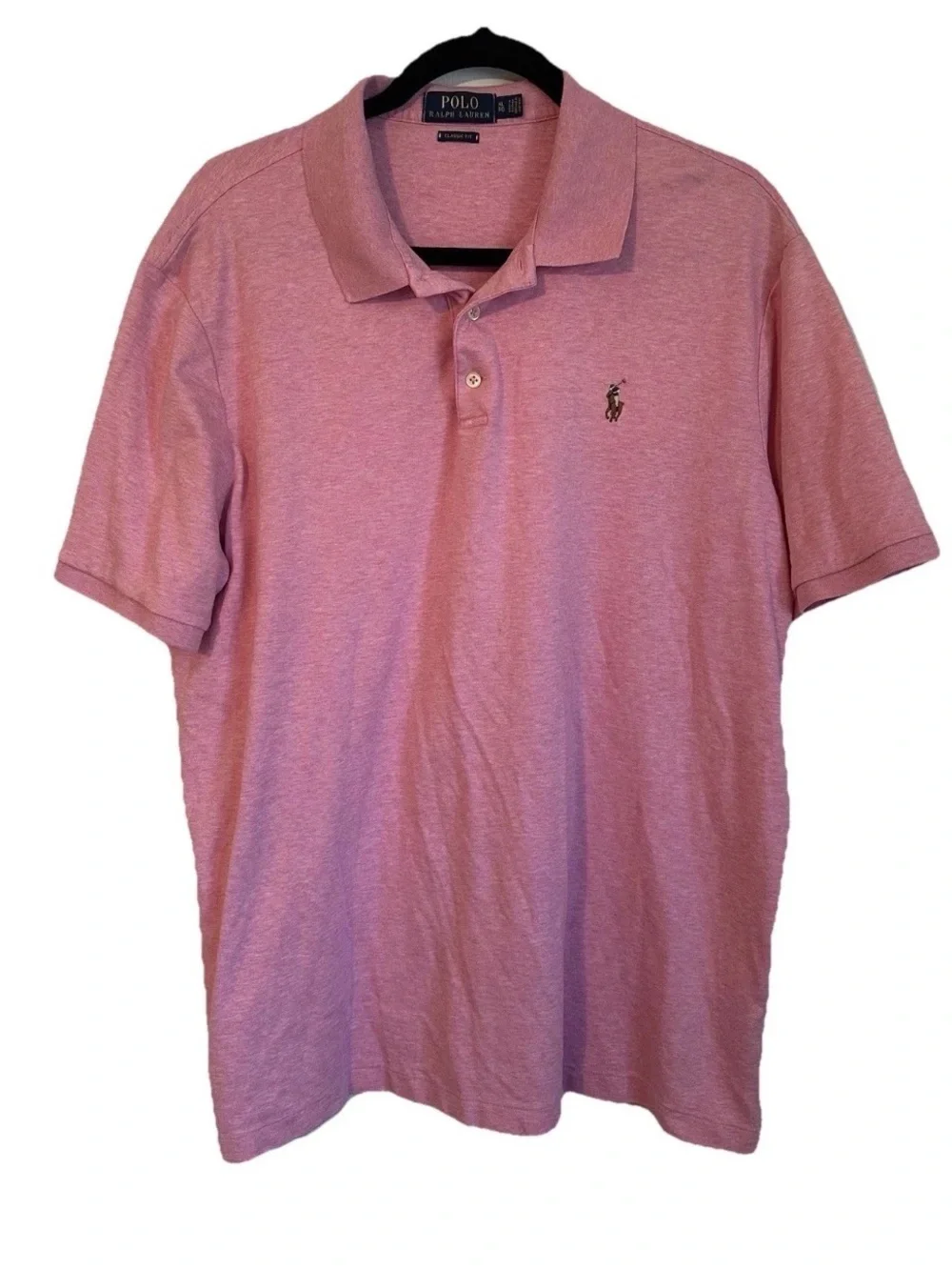 Ralph Lauren Polo Shirt Mens XL Pink Golf Classic Flesh Pony Preppy Casual